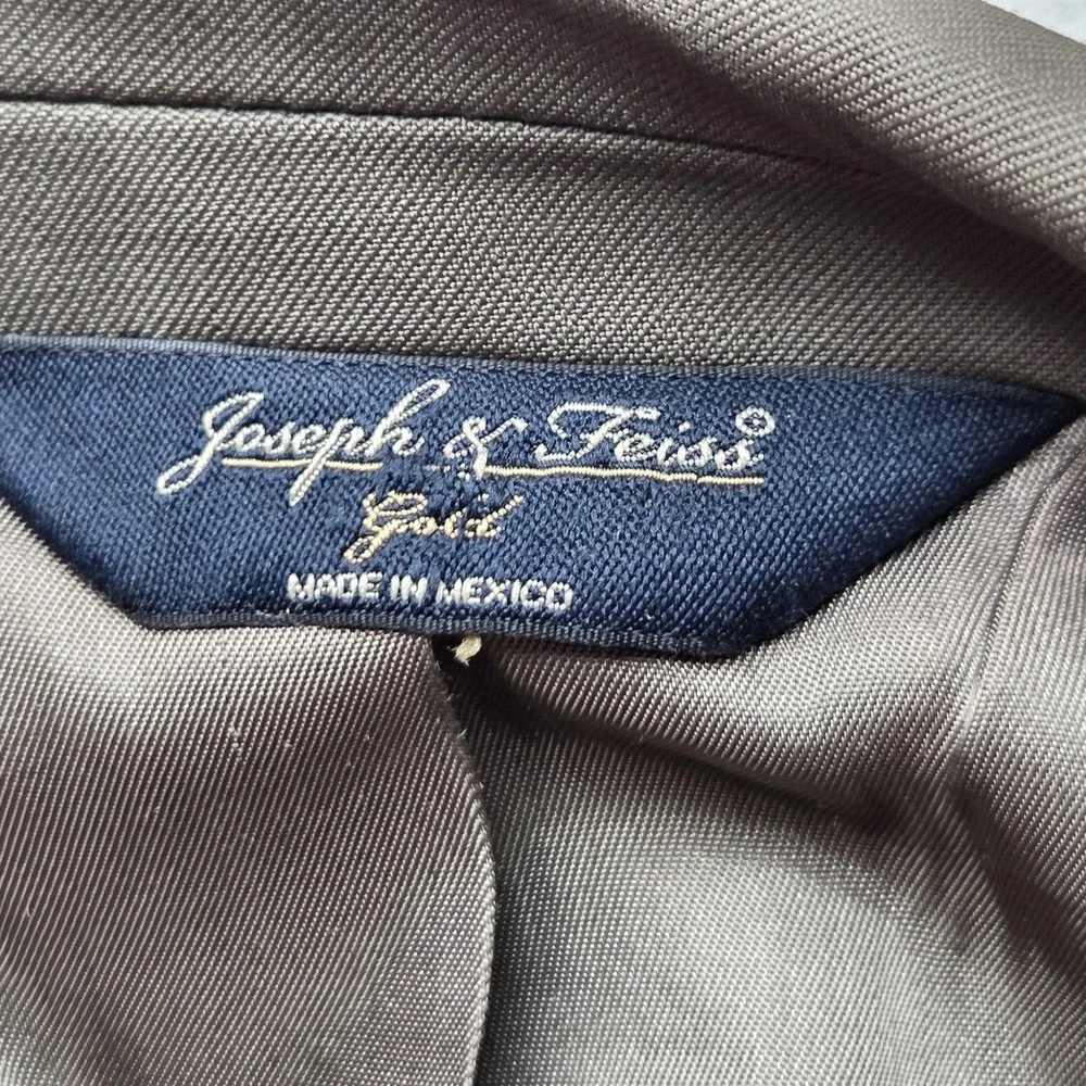 Joseph & Feiss Suit Mens 50L 46 Waist Brown Wool Solid 2 Piece Notch Lapel